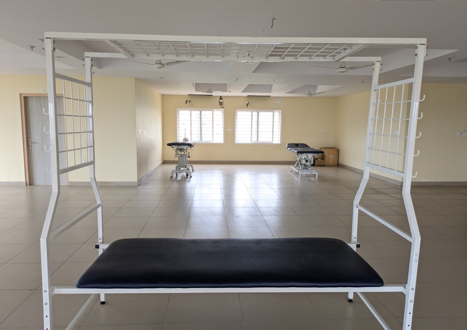 A comfortable and well-lit patient room.