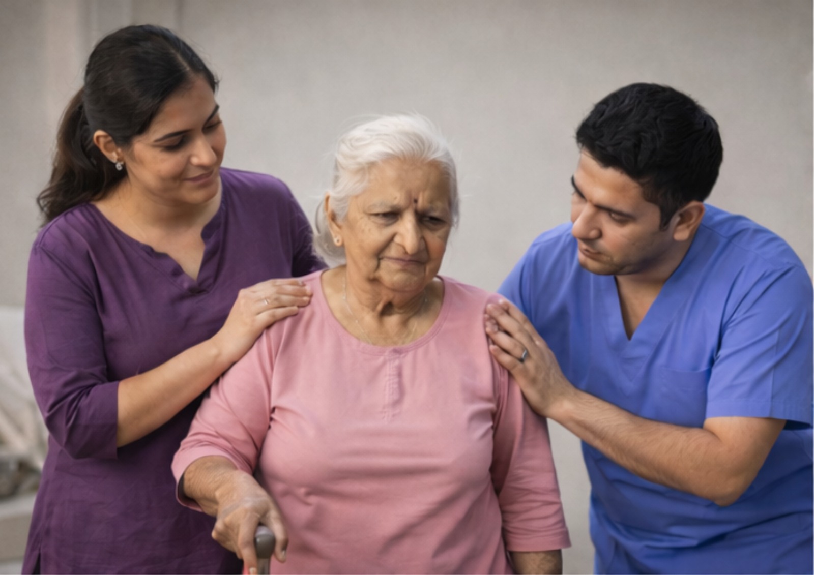 Caregiver assisting a senior woman with a puzzle.